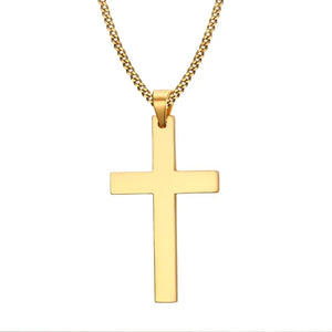 Men's Stainless Steel Cuban Chain Necklace Cross Pendant