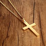 Men's Stainless Steel Cuban Chain Necklace Cross Pendant