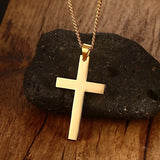 Men's Stainless Steel Cuban Chain Necklace Cross Pendant