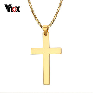 Men's Stainless Steel Cuban Chain Necklace Cross Pendant