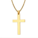 Men's Stainless Steel Cuban Chain Necklace Cross Pendant