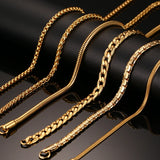 24 inch Stainless Steel Snake Necklace with Stamp Chain