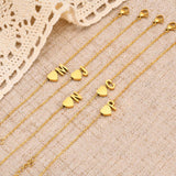 Heart Initial Bracelet for Girls, Cable Chain Wristband with Letter C