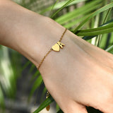 Heart Initial Bracelet for Girls, Cable Chain Wristband with Letter C