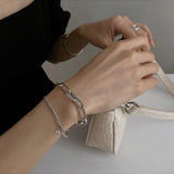 2Pcs Heart Charm Couple Bracelets,Steel Chain,Valentines Lover Gift