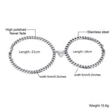 2Pcs Heart Charm Couple Bracelets,Steel Chain,Valentines Lover Gift
