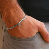 2Pcs Heart Charm Couple Bracelets,Steel Chain,Valentines Lover Gift