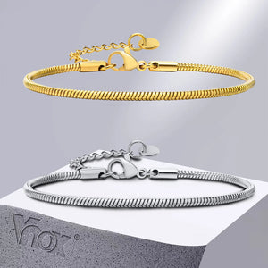 2mm Thin Snake Chain Bracelet for Women Girls, Stainless Steel Wristband Jewelry