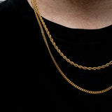 Men's Cuban Chain Necklace, Rope Links Collar, Stainless Steel Unisex Necklace