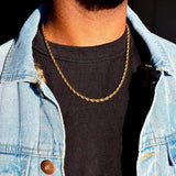 Men's Cuban Chain Necklace, Rope Links Collar, Stainless Steel Unisex Necklace
