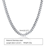 3mm Stainless Steel Franco Chain Men's Foxtail Necklace