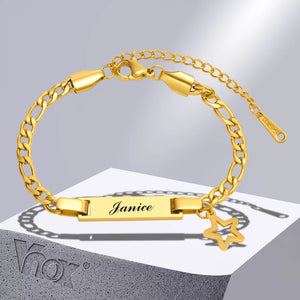Custom 5.5mm Star Charm Bracelet, Engraved Name Date Bangle
