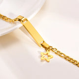 Custom 5.5mm Star Charm Bracelet, Engraved Name Date Bangle