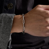 5mm Paperclip Chain Bracelet for Men, Casual Stylish Rectangle Links Wristband