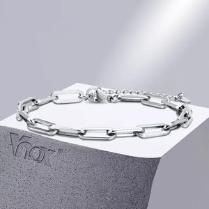 5mm Paperclip Chain Bracelet for Men, Casual Stylish Rectangle Links Wristband