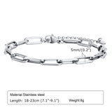 5mm Paperclip Chain Bracelet for Men, Casual Stylish Rectangle Links Wristband
