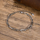 5mm Paperclip Chain Bracelet for Men, Casual Stylish Rectangle Links Wristband