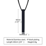 3D Bar Pendant Stainless Steel Necklace, Minimalist Unisex Neck Collar