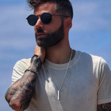 3D Bar Pendant Stainless Steel Necklace, Minimalist Unisex Neck Collar