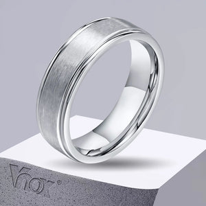 6mm Matte Stainless Steel Wedding Band, Unisex Basic Plain Tail Ring