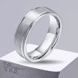 6mm Matte Stainless Steel Wedding Band, Unisex Basic Plain Tail Ring