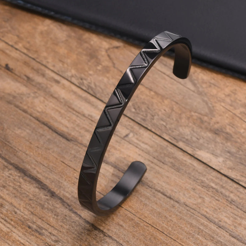 Men's Stainless Steel Triangle Cuff Bracelet, Geometric Bangle