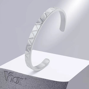 Men's Stainless Steel Triangle Cuff Bracelet, Geometric Bangle