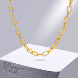 Rectangle Chain Necklace for Women, Stainless Steel Choker