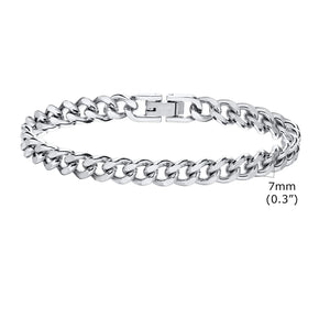 Cuban Chain Bracelet, Waterproof Stainless Steel Link Wristband for Men Women