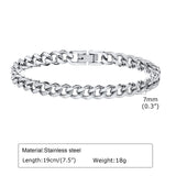 Cuban Chain Bracelet, Waterproof Stainless Steel Link Wristband for Men Women