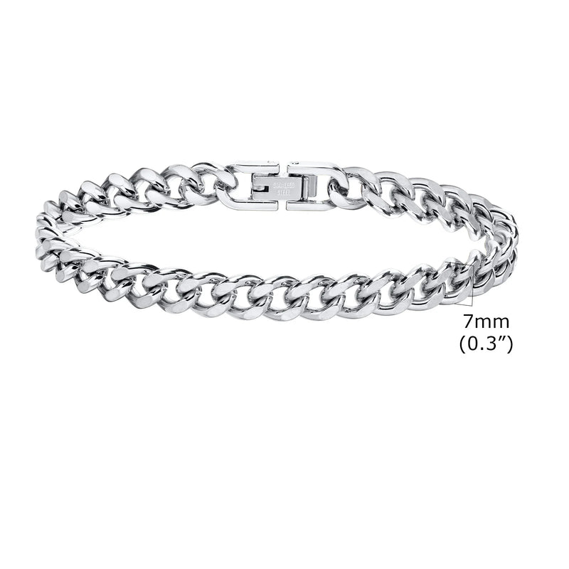 Cuban Chain Bracelet, Waterproof Stainless Steel Link Wristband for Men Women