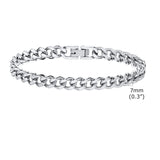 Cuban Chain Bracelet, Waterproof Stainless Steel Link Wristband for Men Women