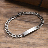 Men's 7mm Stainless Steel Chain Bracelet, Customizable, Waterproof, Never Fade