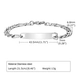 Men's 7mm Stainless Steel Chain Bracelet, Customizable, Waterproof, Never Fade
