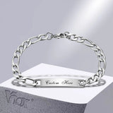 Men's 7mm Stainless Steel Chain Bracelet, Customizable, Waterproof, Never Fade
