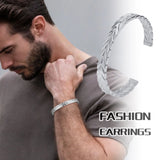 Silver Stainless Steel Arrow Bangle for Men