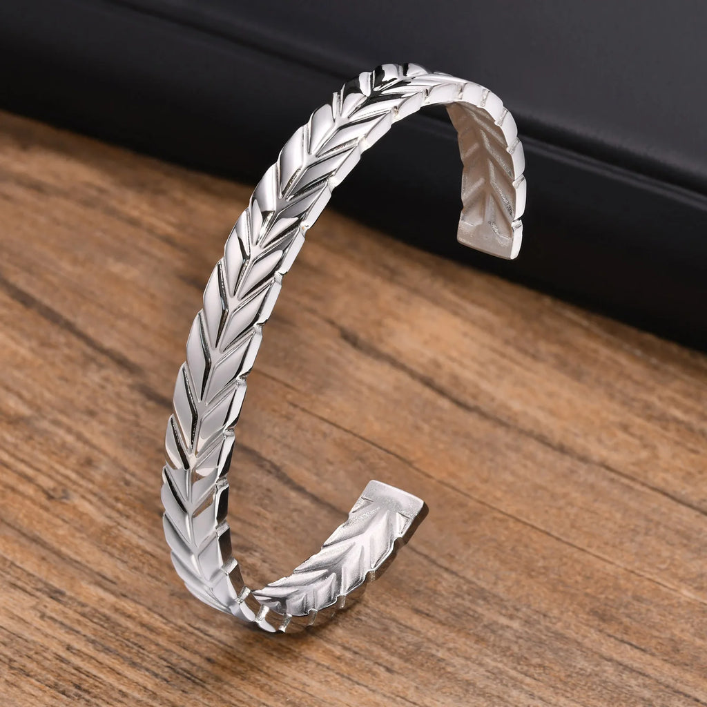 Silver Stainless Steel Arrow Bangle for Men