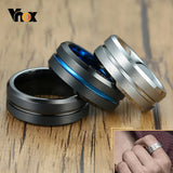 8mm Tungsten Men's Wedding Ring with Grooved Line Band