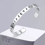 8mm Viking Bracelets for Men, Nordic Rune Letter Amulet Cuff Bangle