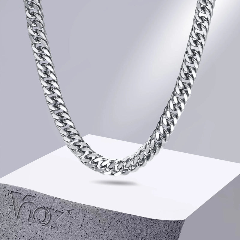 Men's Miami Cuban Chain Necklace, 8mm Width, Stainless Steel, 18-24inch