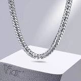 Men's Miami Cuban Chain Necklace, 8mm Width, Stainless Steel, 18-24inch