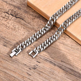Men's Miami Cuban Chain Necklace, 8mm Width, Stainless Steel, 18-24inch
