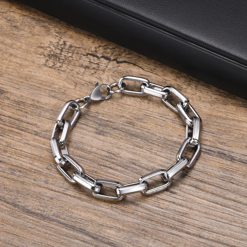9.2MM Rectangle Chain Steel Bracelet for Men - Birthday Gift for Dad