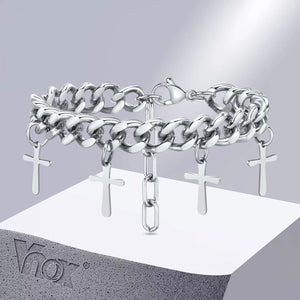 9MM Cuban Chain Bracelets for Men Boys Gifts, Stainless Steel Wristband