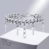 9MM Cuban Chain Bracelets for Men Boys Gifts, Stainless Steel Wristband