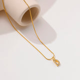 Initial Letter Charm Pendant Snake Herringbone Necklace Women Bling Layers