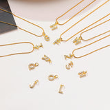 Initial Letter Charm Pendant Snake Herringbone Necklace Women Bling Layers