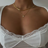 A-Z Tiny Women Initial Necklace, Small Bling Letter Girl Chain Choker