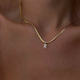 A-Z Tiny Women Initial Necklace, Small Bling Letter Girl Chain Choker