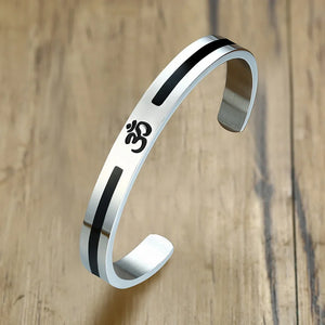 AUM OM Bangle Bracelet Stainless Steel Yoga Meditation Jewelry